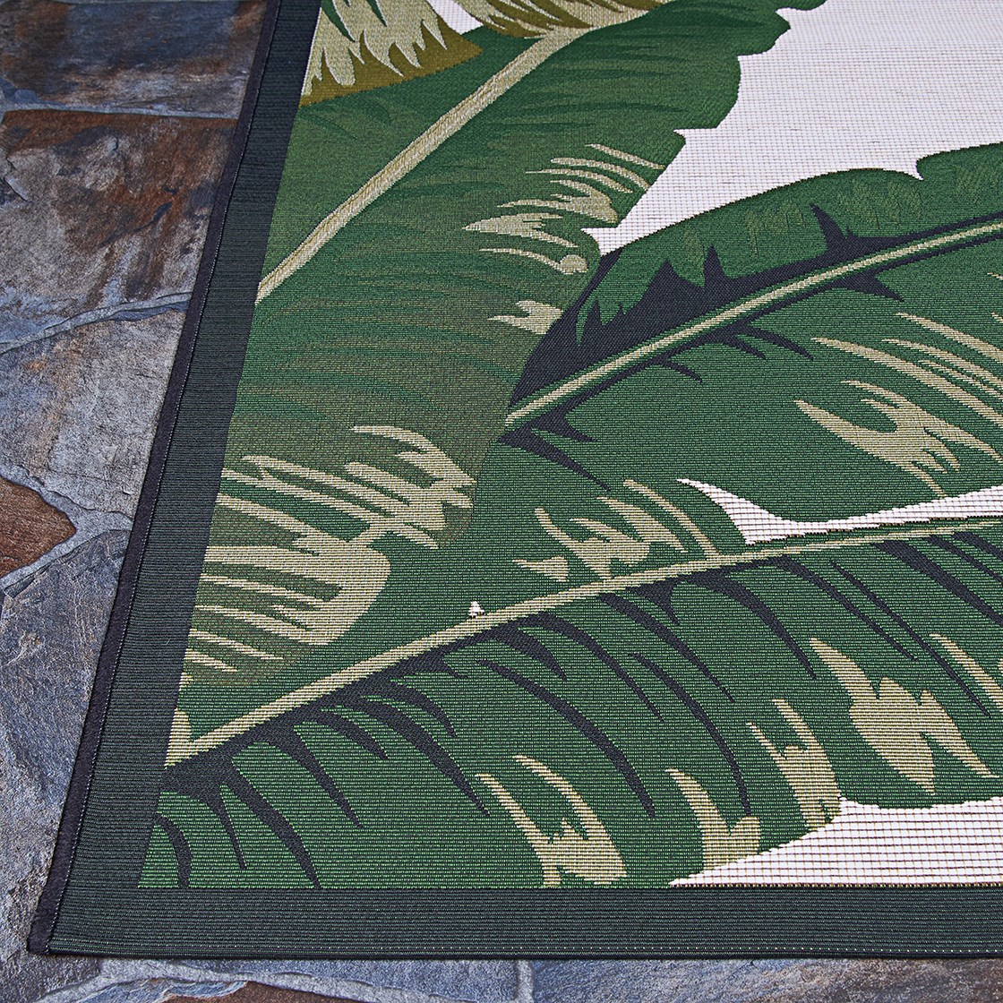 Couristan Dolce Palm Lily Rugs, Hunter Green Area Rugs