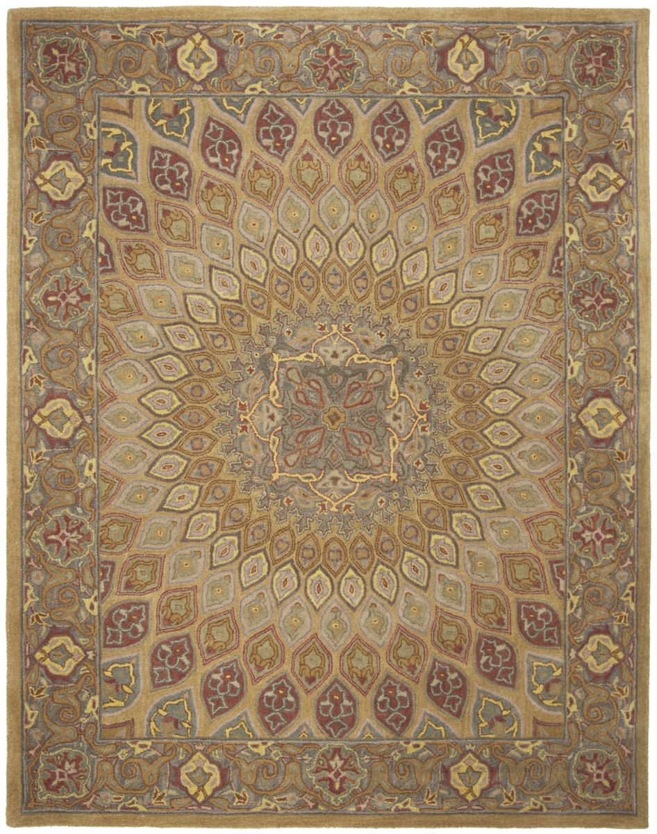 SAFAVIEH Heritage Collection X-Large Area Rug - 12' x 18', Brown & Blue,  Handmade Traditional Oriental Wool, Ideal for High Traffic Areas in Living