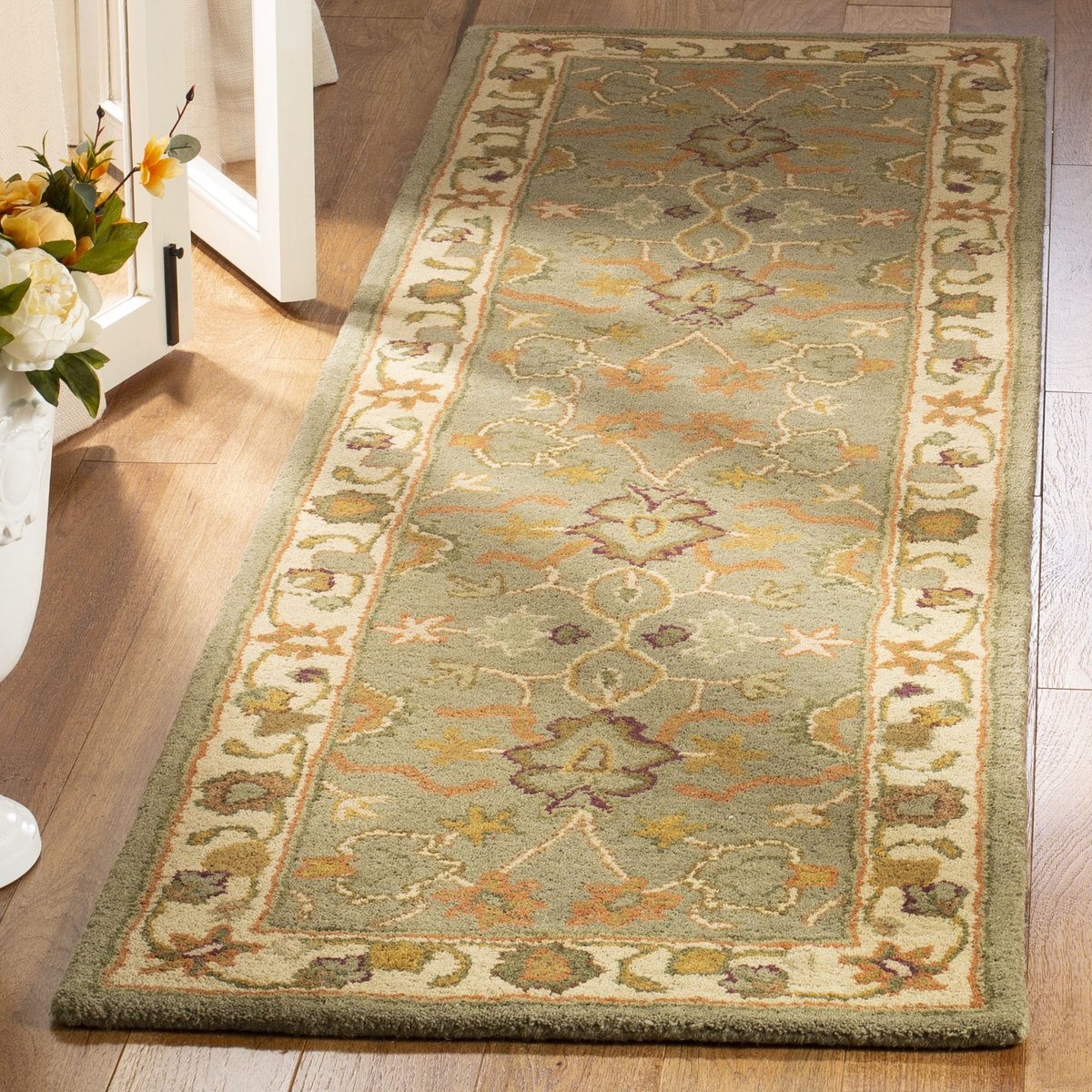 SAFAVIEH Heritage Collection X-Large Area Rug - 12' x 18', Brown & Blue,  Handmade Traditional Oriental Wool, Ideal for High Traffic Areas in Living