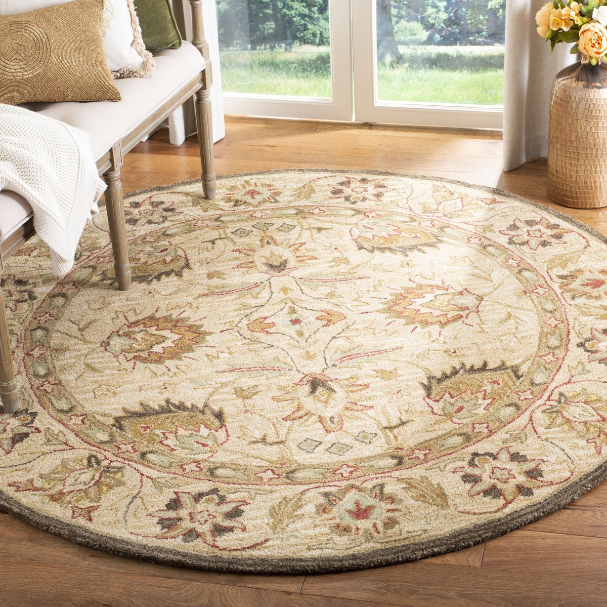 Victorian European Country Traditional Floral Floor Mat Area Rug Carpet Beige U 