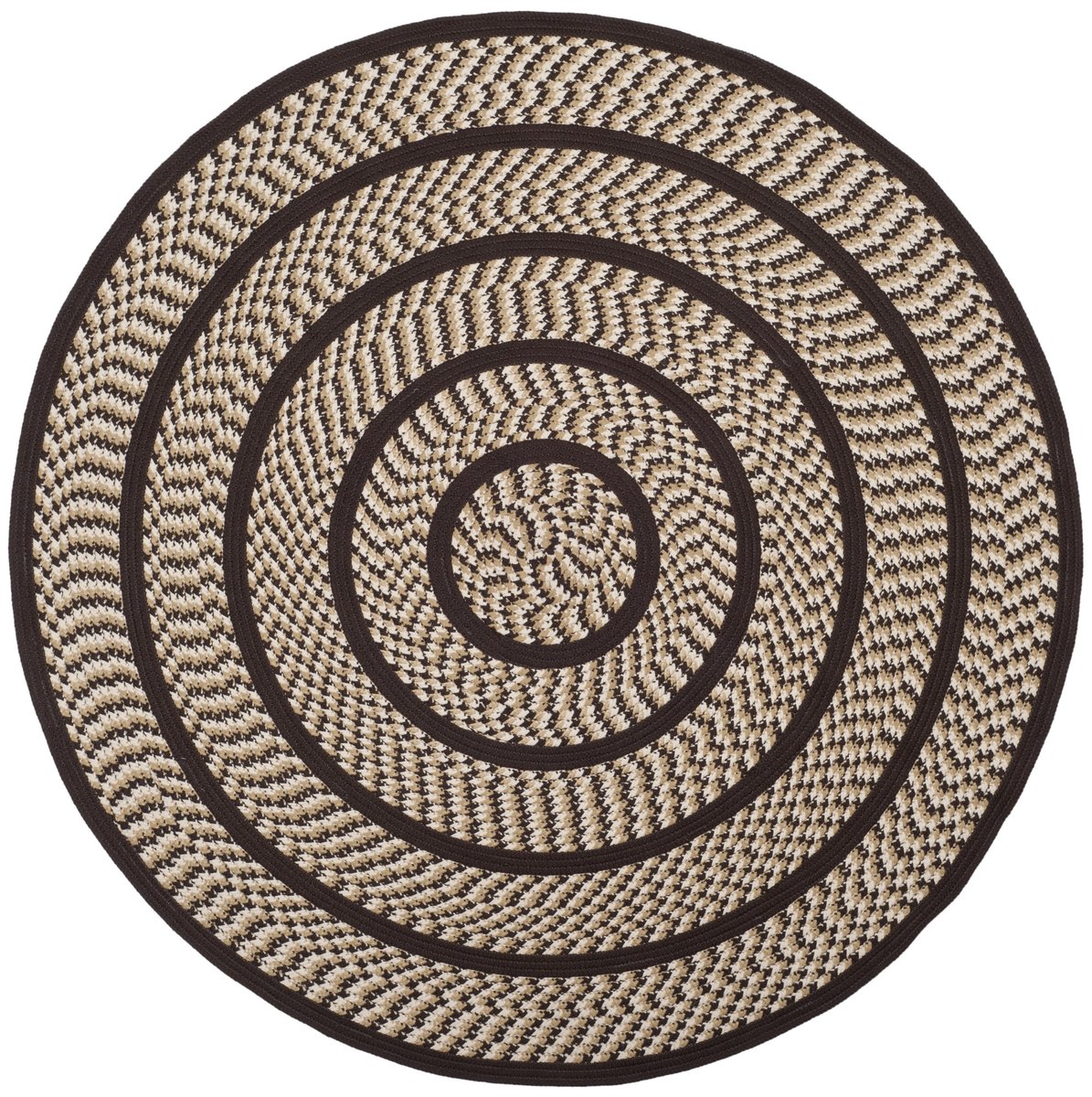 SAFAVIEH Braided Collection 4' x 4' Round Ivory/Black BRD256C Handmade  Country Cottage Reversible Cotton Area Rug