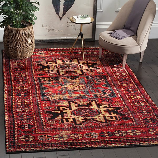 Traditional Bohemian Vintage Area Rug Oriental Floor Decor 5x7 Soft Rug Red/Blue 