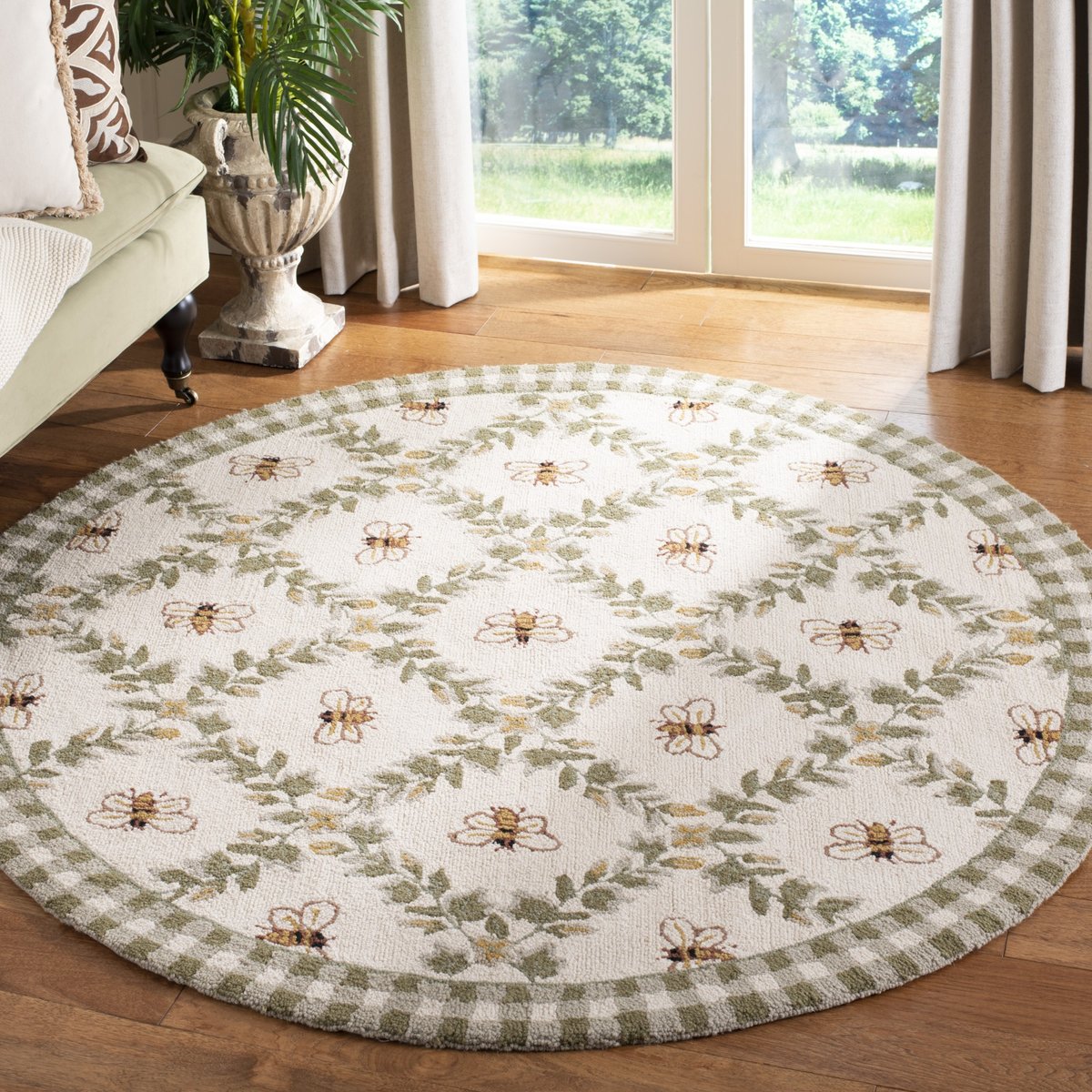 SAFAVIEH Chelsea Collection Area Rug - 4' Round, Black & Multi, Hand-Hooked  French Country Wool, Ideal for High Traffic Areas in Living Room, Bedroom