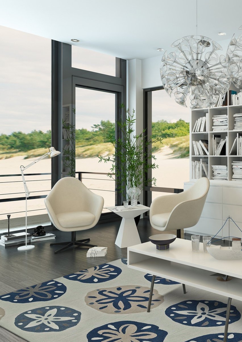 Coastal Composition in White - Coastal Living Room Ideas