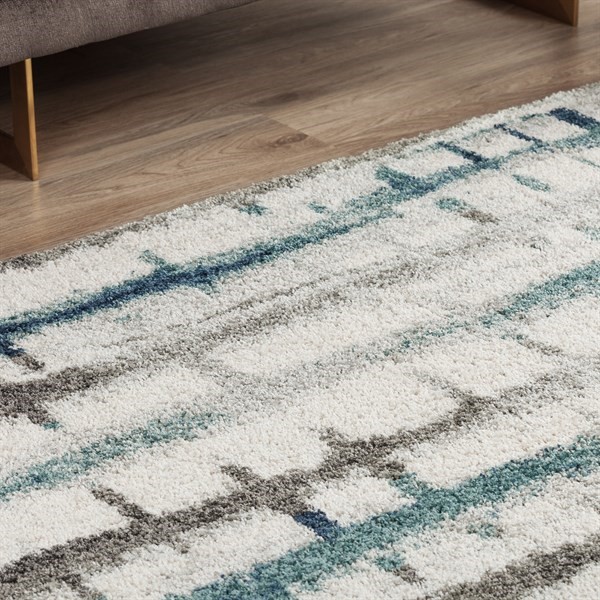 Dalyn Rocco Rc2 Contemporary Modern, Grey Cream And Blue Area Rugs