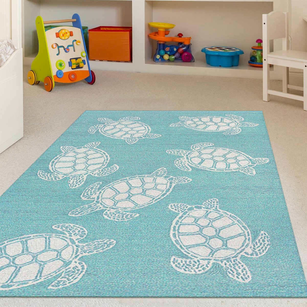 ALAZA Sea Turtle Swimming Shag Collection Non-Slip Area Rug Carpet Doormat for Kitchen Entryway Living Room Bedroom Sofa 1'7 x 3'3 