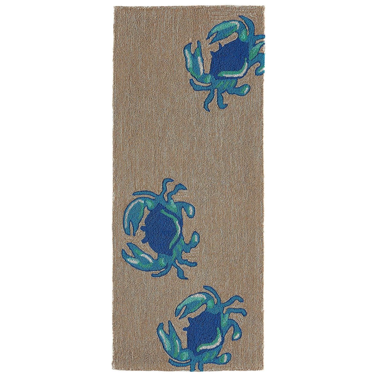 3 Sizes Available Frontporch Crabs Blue Rugs Indoor/Outdoor Liora Manne 