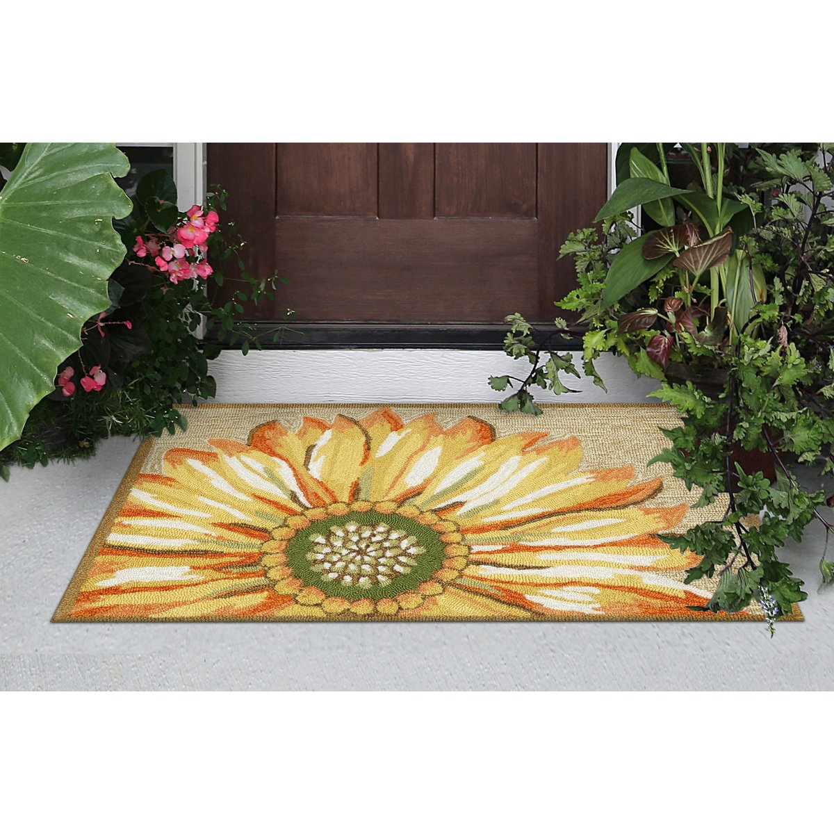 Liora Manne Frontporch Sunflower Indoor/Outdoor Rug Yellow 20x30