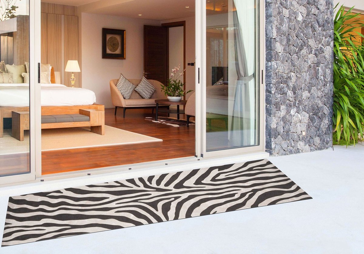 【Ryo758】Monika RagMat 240×170 グレー Liora Manne Visions I Zebra Animals / Animal Skins Area Rugs