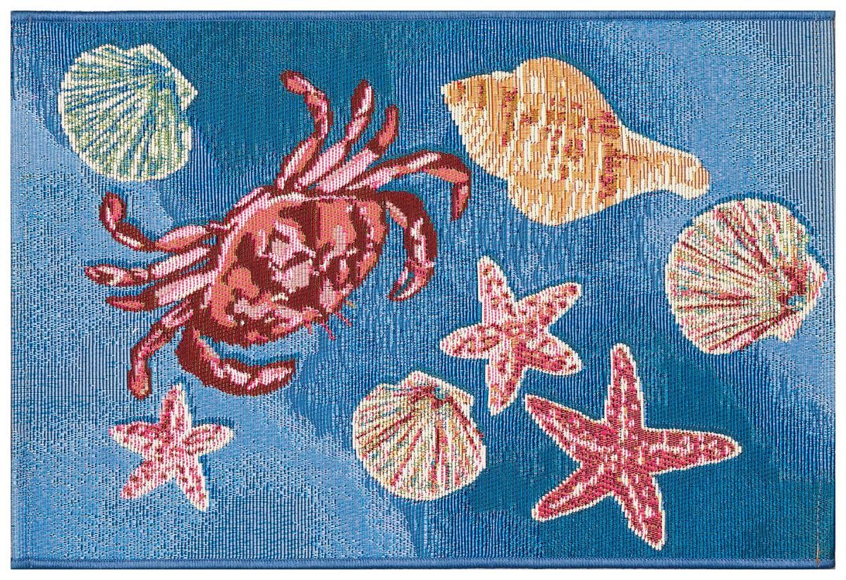  Nautical Sea Shell Door Mat,Blue Starfish Non Slip