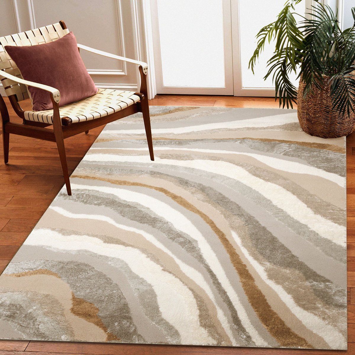 Liora Manne Fiord Wave Area Rugs | Abstract Rectangular Greys Area