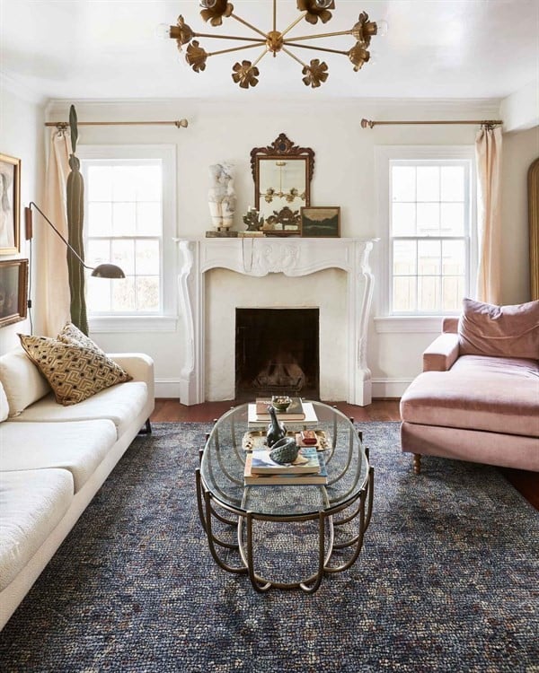 24 Beautifully Blue Living Room Ideas, Brown Sofa Blue Carpet