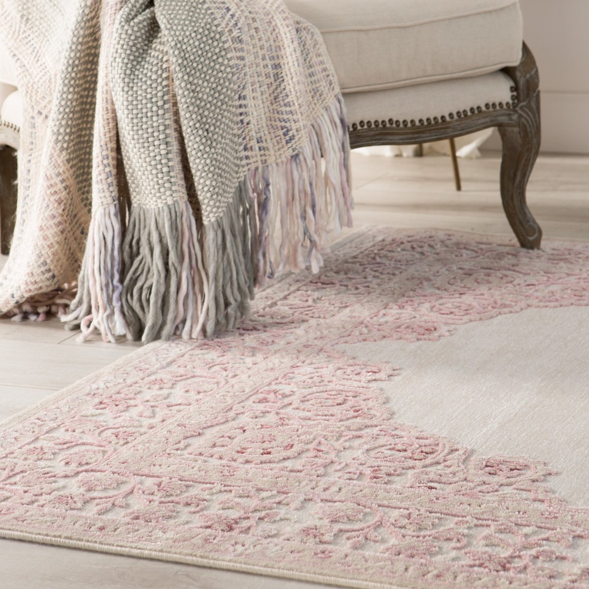 Jaipur Living Fables Malo Traditional, Pink And White Rugs