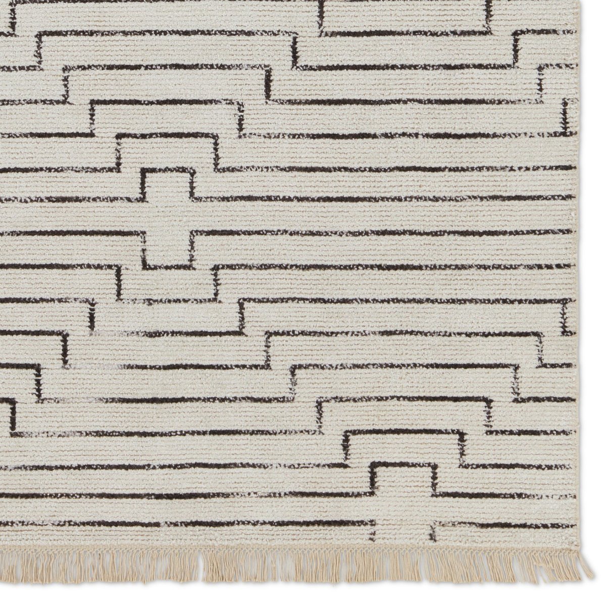 Neutral Trio Rectangular Handmade Floor Mat: Brown, White, and