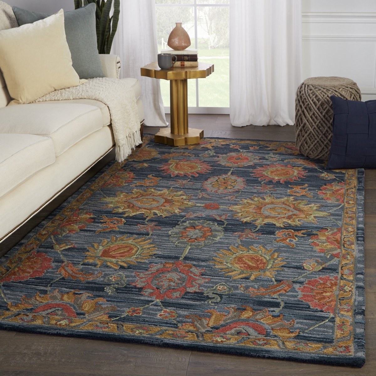 Emerson 6' X 9' Feet Blue Color Hand Tufted Persian Style 100% Wool Area Rug /Carpet 