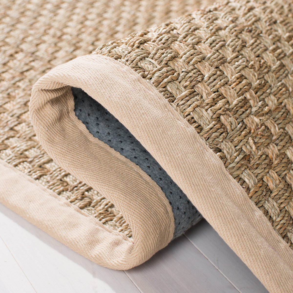 26 x 10 Safavieh Natural Fiber Collection NF114A Basketweave Natural and Beige Summer Seagrass Runner NF114A-210