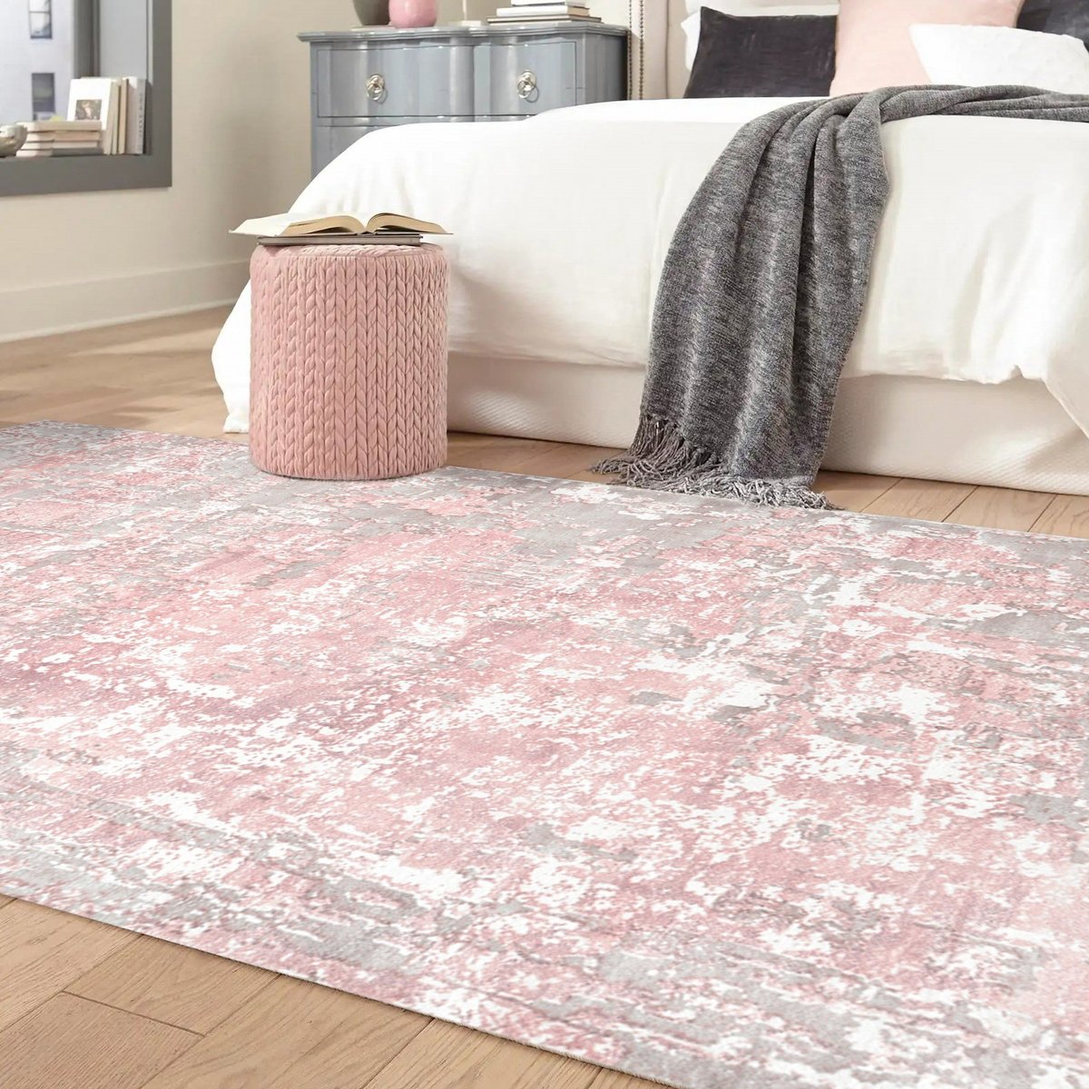 Solo Rugs Abstract S-1128 Abstract Rectangular Pink Area Rugs 