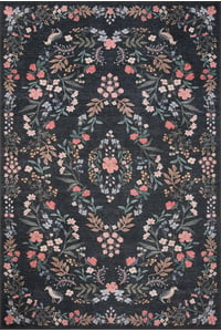 Gray & White Floral Washable Area Rug, 5x7, Sold by at Home