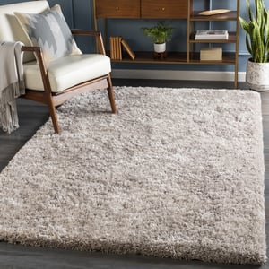Approx 2' x 3' Surya Hand Knotted Ivory Shag 2x3 Modern Retro Area Rug 