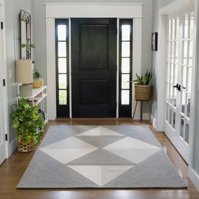 Essence Dashed Grey Wool Braided Area Rug