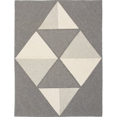Essence Dashed Grey Wool Braided Area Rug