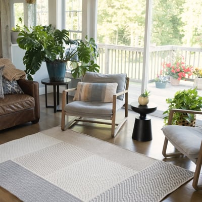 Patchwork Natural Menage Wool Braided Area Rug