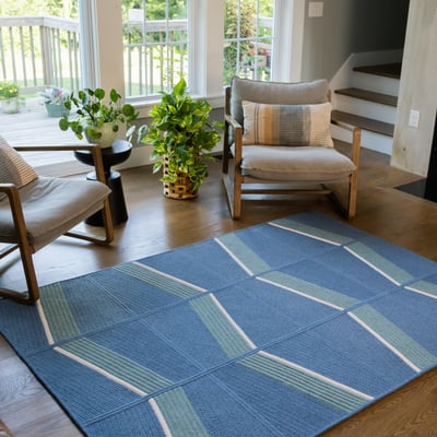 Sapphire Blue Lagoon Wool Braided Area Rug