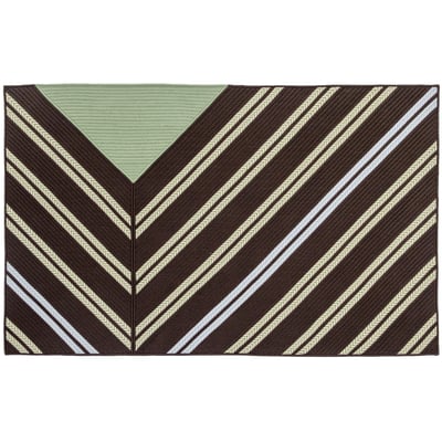 Windsor Stripe Mint Brown Braided Outdoor Area Rug