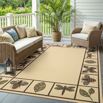 Montego 2266W Ivory/Brown Outdoor Area Rug