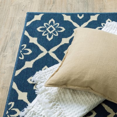 Meridian 5703B Navy/Ivory Outdoor Area Rug
