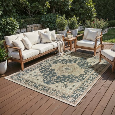 Latitude 1 Grey/Gold Outdoor Area Rug
