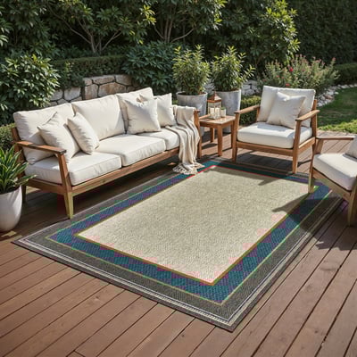 Latitude 8021 Grey/Blue Outdoor Area Rug