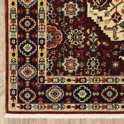 Lilihan 1802W Red/Ivory Wool Area Rug