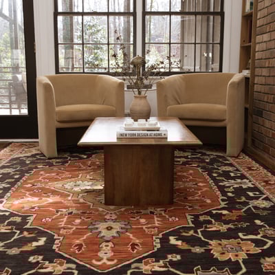 Lilihan 4929A Black/Red Wool Area Rug