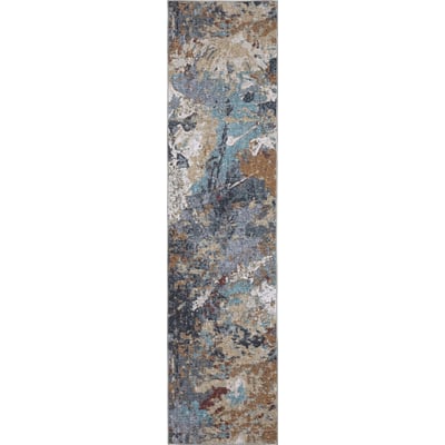 Sumter Printed SUM-13 Blue/Rust Machine-Washable Non-Slip Backing Area Rug