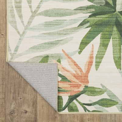 Fiji FIJ-04 Beige Machine-Washable Non-Slip Backing Outdoor Printed Area Rug