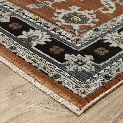 Keira KEI05 Rust/Grey Area Rug