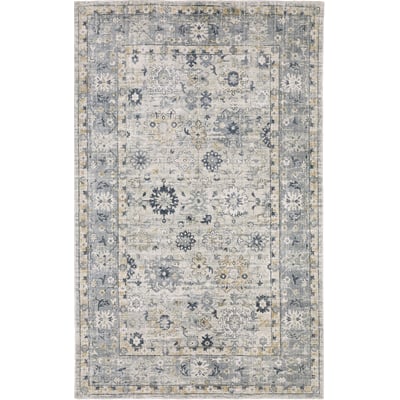 Windham WIN01 Ivory/Blue Wool Handmade Non-Slip Backing Area Rug