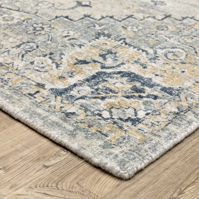 Windham WIN03 Ivory/Gold Wool Handmade Non-Slip Backing Area Rug