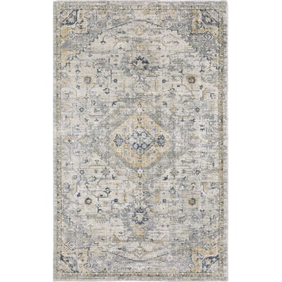 Windham WIN03 Ivory/Gold Wool Handmade Non-Slip Backing Area Rug