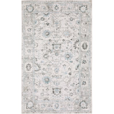 Windham WIN04 Ivory/Blue Wool Handmade Non-Slip Backing Area Rug