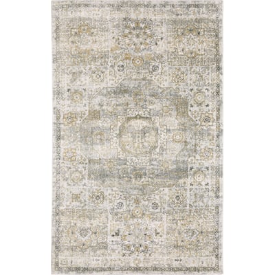 Windham WIN05 Grey/Gold Wool Handmade Non-Slip Backing Area Rug