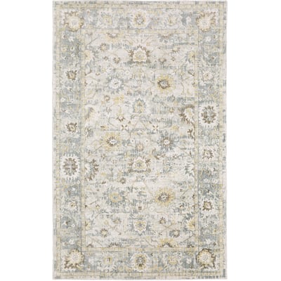 Windham WIN06 Ivory/Blue Wool Handmade Non-Slip Backing Area Rug