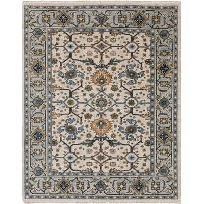 Majorca MAJ01 Ivory/Blue Wool Hand-Knotted Area Rug