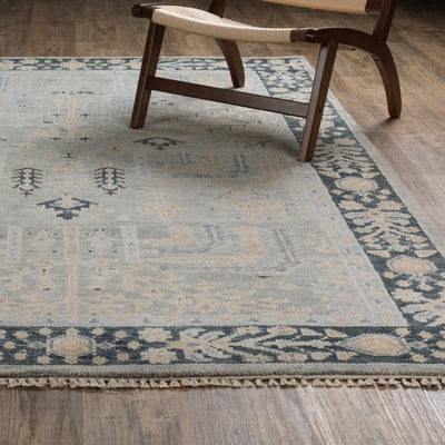 Majorca MAJ04 Grey/Blue Wool Hand-Knotted Area Rug
