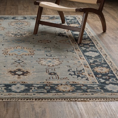 Majorca MAJ05 Grey/Blue Wool Hand-Knotted Area Rug