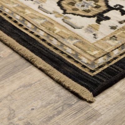 Acacia ACA08 Tan/Black Wool Area Rug