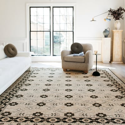 Acacia ACA09 Beige/Black Wool Area Rug
