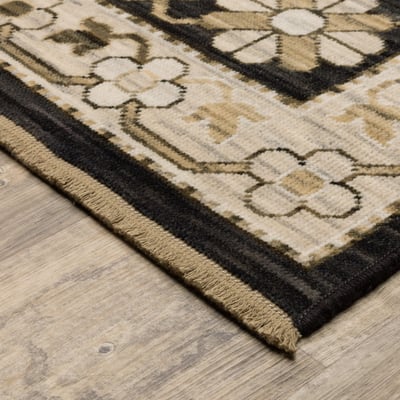 Acacia ACA10 Black/Beige Wool Area Rug