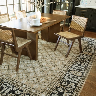 Acacia ACA12 Tan/Black Wool Area Rug